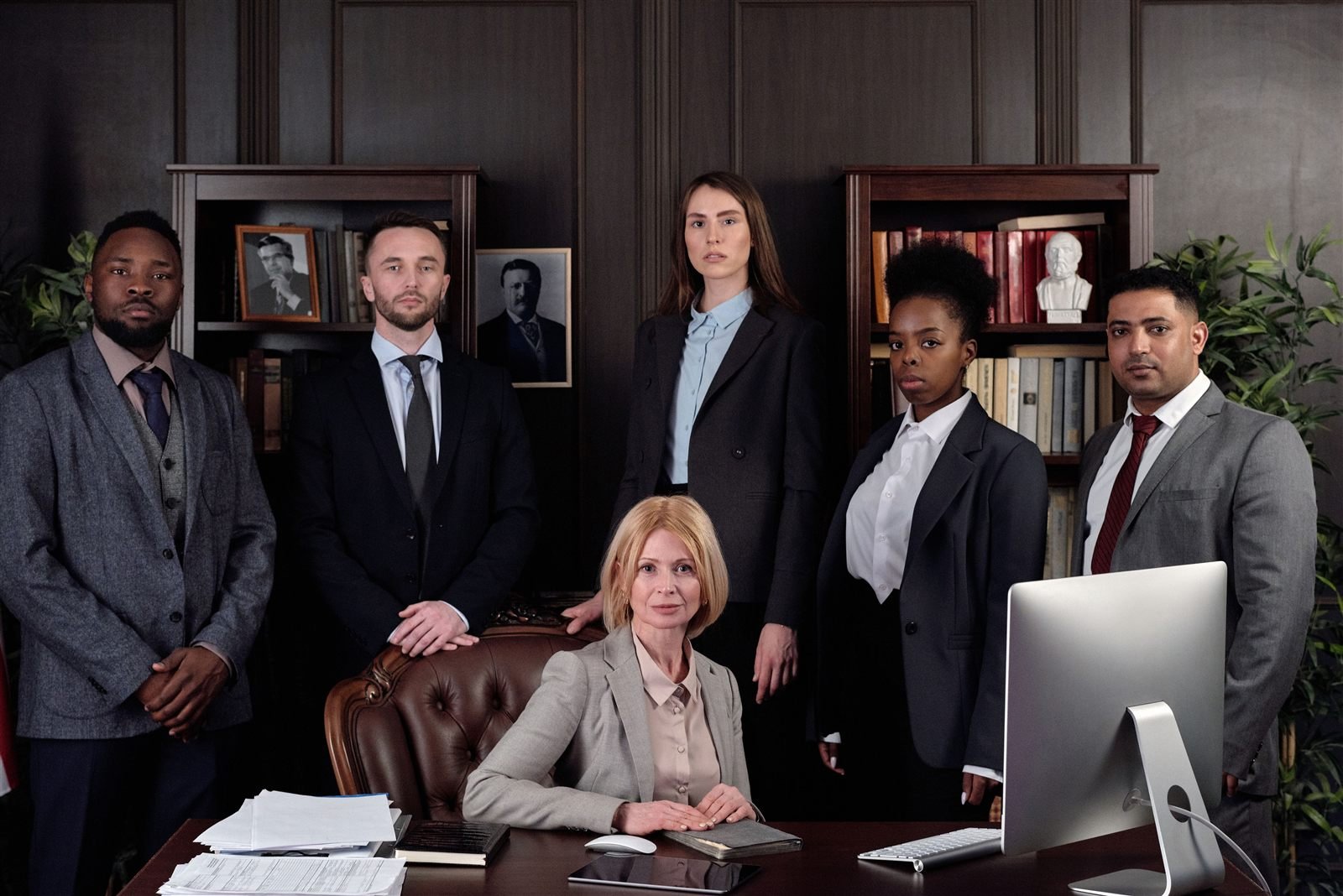 Attorneys reviewing a case in a law office